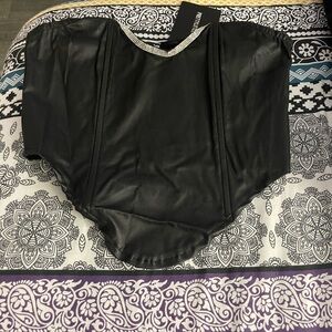 Shape black coated diamanté trim corset